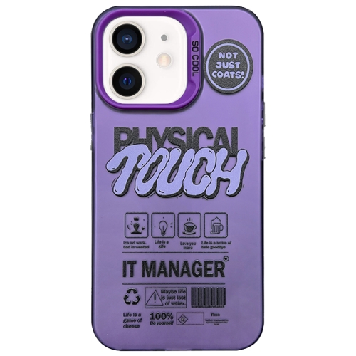 

For iPhone 12 English Label Double-sided Frosted Phone Case(Purple)