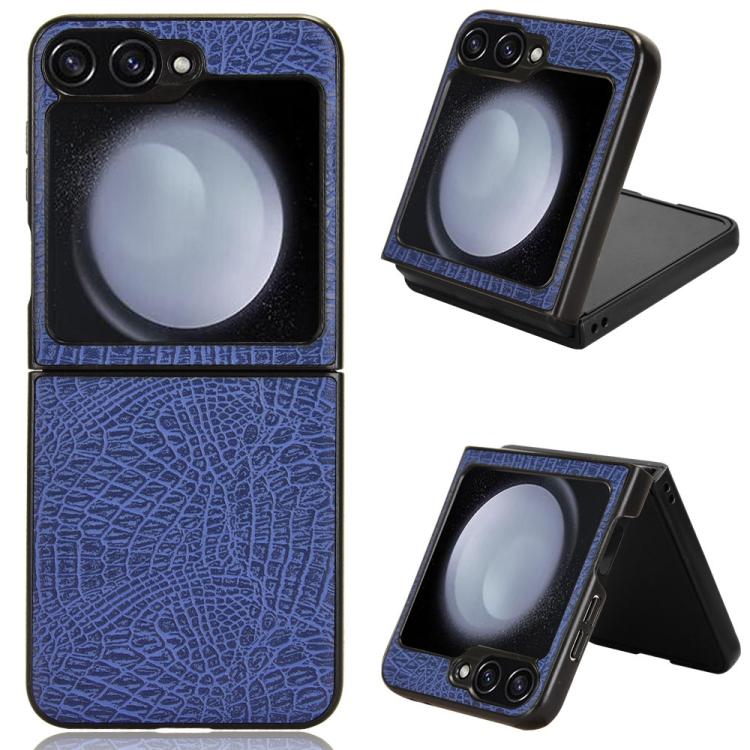 

For Samsung Galaxy Z Flip6 Crocodile Texture Back Cover Phone Case(Blue)