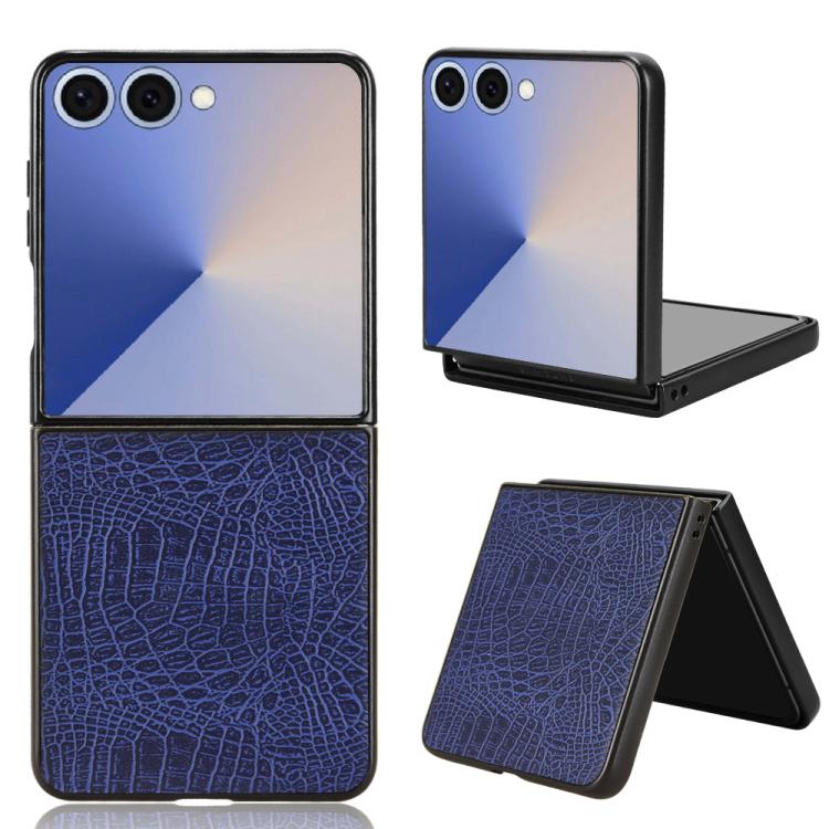 

For Samsung Galaxy Z Flip7 5G Crocodile Texture Back Cover Phone Case(Blue)