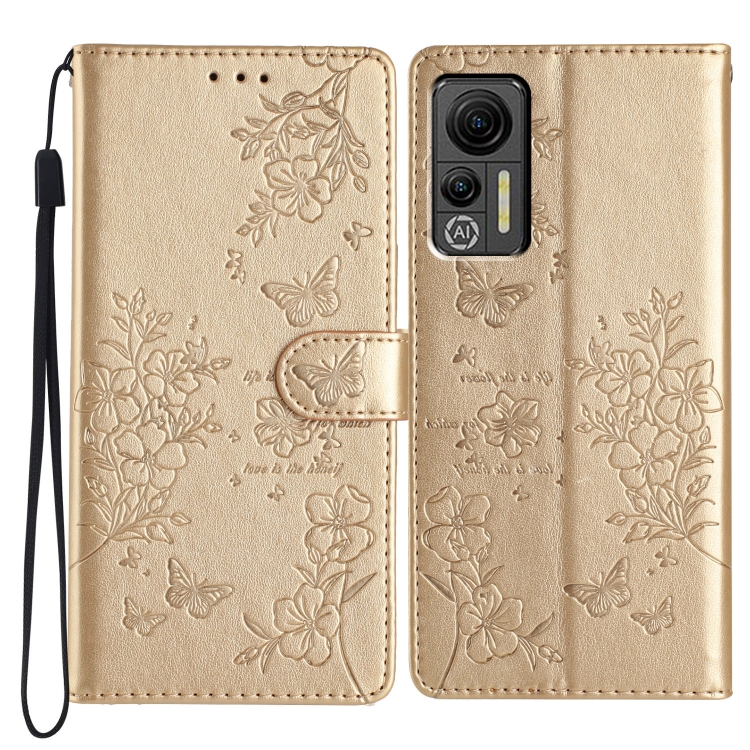 

For Ulefone Note 14 Butterfly Love Flower Embossed Leather Phone Case(Gold)