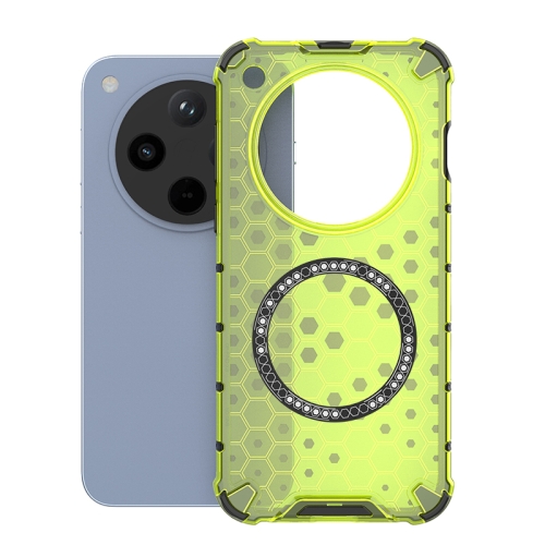 

For OPPO Find X8 5G Honeycomb Magnetic Ring Shockproof Phone Case(Green)