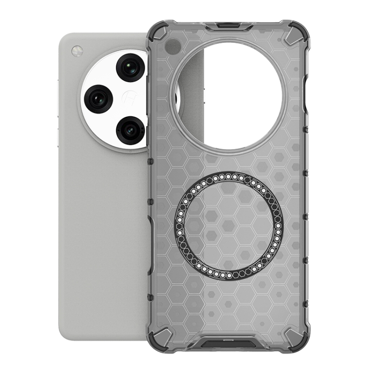 

For OPPO Find X8 Pro 5G Honeycomb Magnetic Ring Shockproof Phone Case(Black)