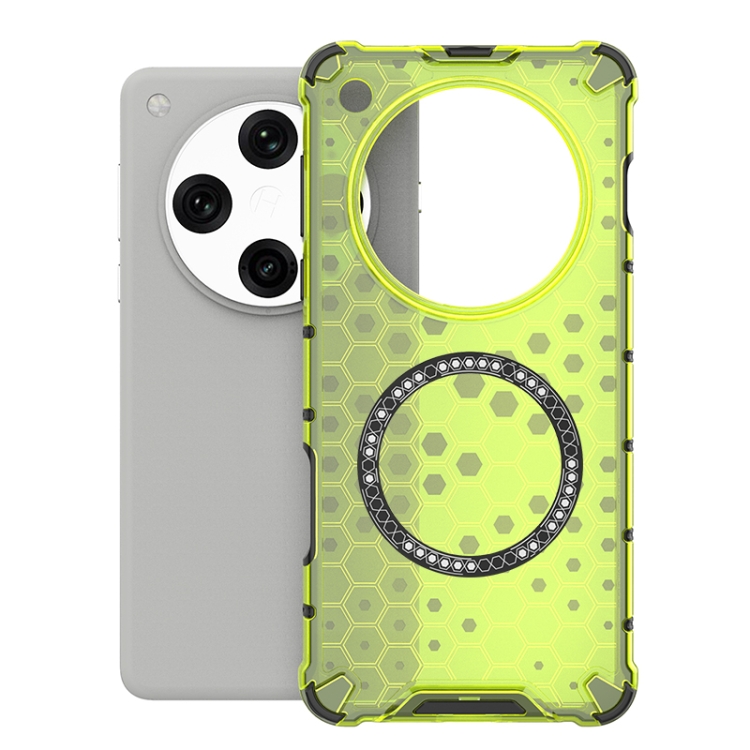 

For OPPO Find X8 Pro 5G Honeycomb Magnetic Ring Shockproof Phone Case(Green)