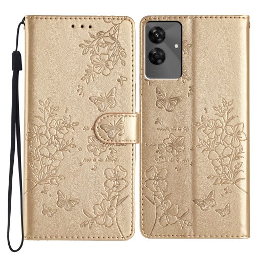 

For Realme C61 / C63 Butterflies and Flowers Leather Phone Case(Gold)