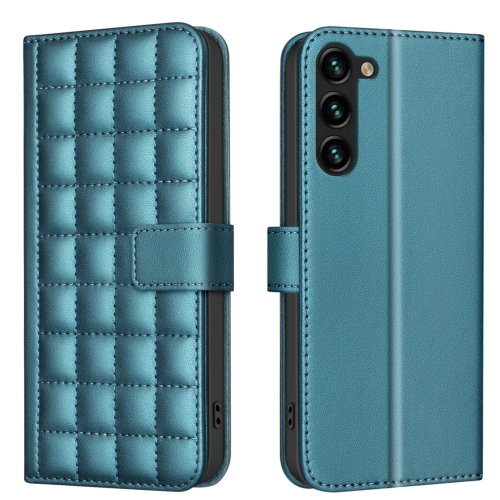 

For Samsung Galaxy S22 5G Square Texture Leather Phone Case(Green)