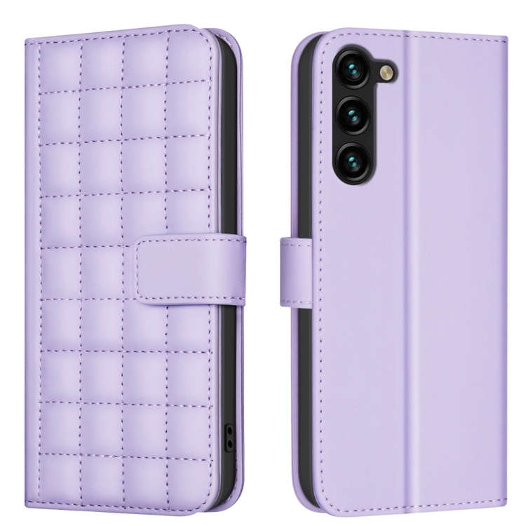 

For Samsung Galaxy S22+ 5G Square Texture Leather Phone Case(Purple)