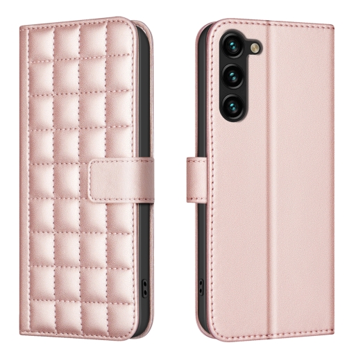 

For Samsung Galaxy S23 5G Square Texture Leather Phone Case(Rose Gold)