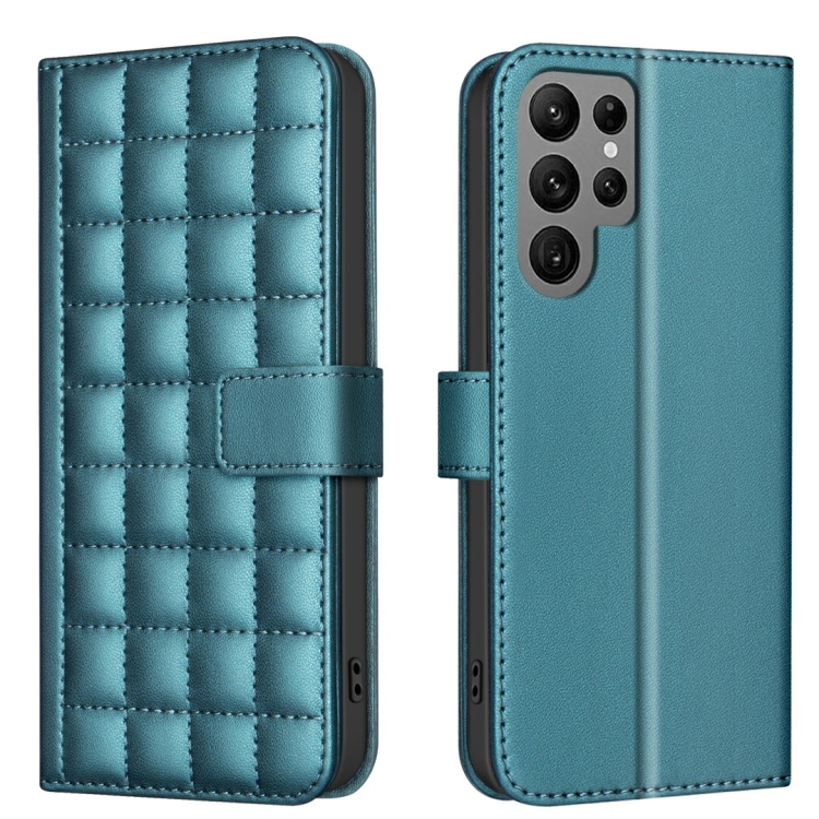 

For Samsung Galaxy S25 Ultra 5G Square Texture Leather Phone Case(Green)