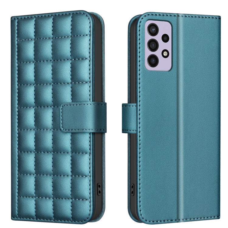 For Samsung Galaxy A72 Square Texture Leather Phone Case(Green)