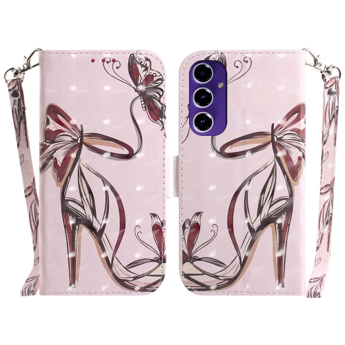 

For Samsung Galaxy S24 FE 5G 3D Colored Horizontal Flip Leather Phone Case(Butterfly High-heeled)