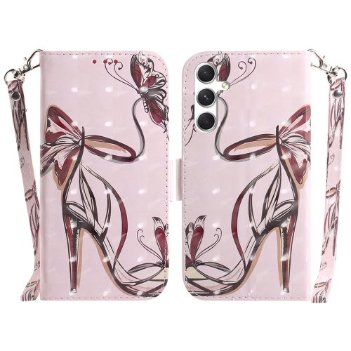 

For Samsung Galaxy S25 5G 3D Colored Horizontal Flip Leather Phone Case(Butterfly High-heeled)