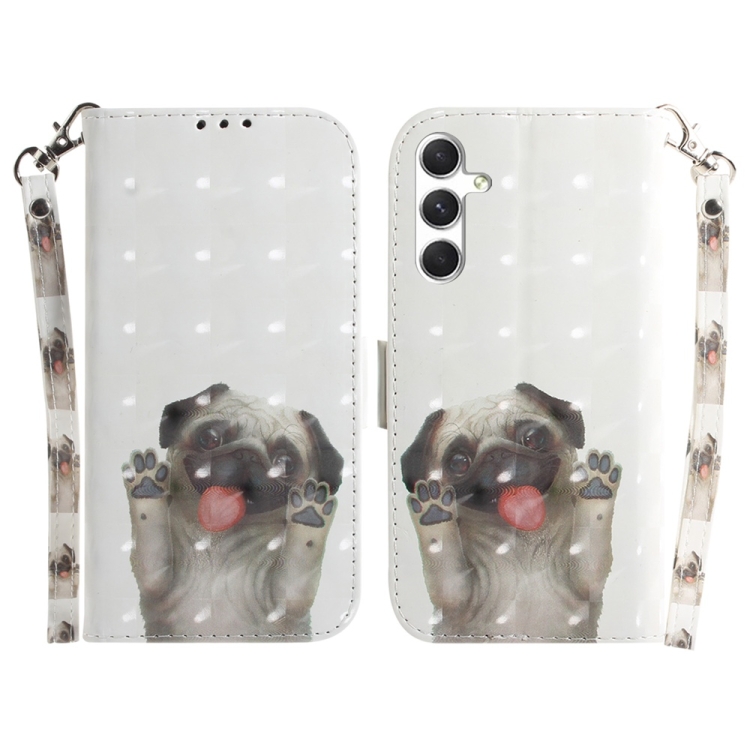 

For Samsung Galaxy S25+ 5G 3D Colored Horizontal Flip Leather Phone Case(Pug)