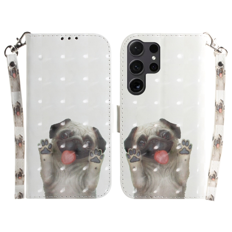 

For Samsung Galaxy S25 Ultra 5G 3D Colored Horizontal Flip Leather Phone Case(Pug)