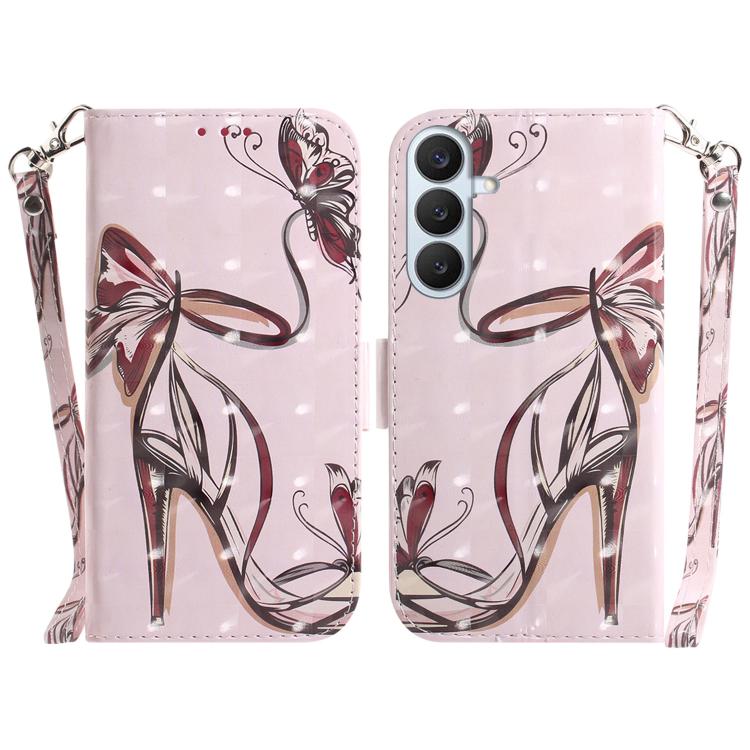 For Samsung Galaxy S26+ 5G 3D Colored Flip Leather Phone Case(Butterfly High-heeled)