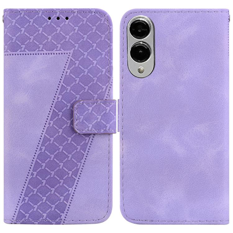 

For Samsung Galaxy S25 Edge 5G Seven-shaped Embossed Leather Phone Case(Purple)