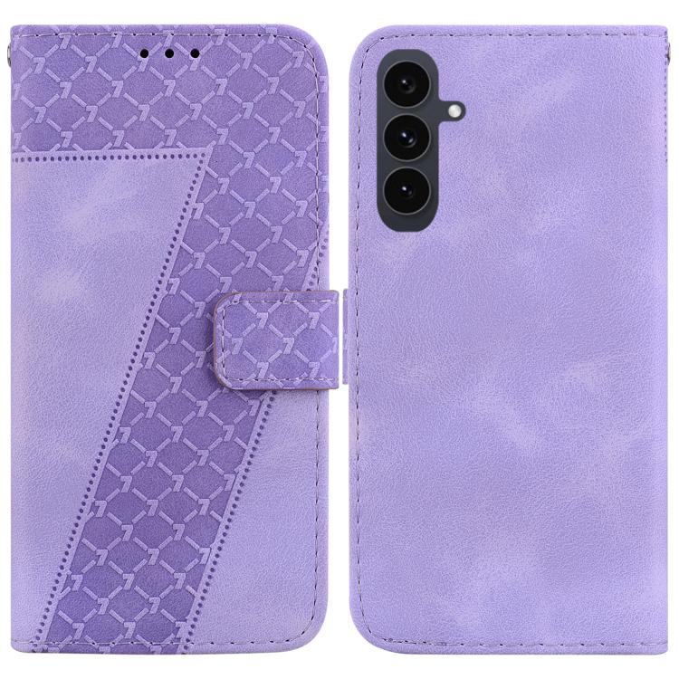 

For Samsung Galaxy S25 FE 5G Seven-shaped Embossed Leather Phone Case(Purple)