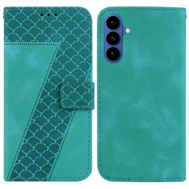 

For Samsung Galaxy S26 Pro 5G Seven-shaped Embossed Leather Phone Case(Green)
