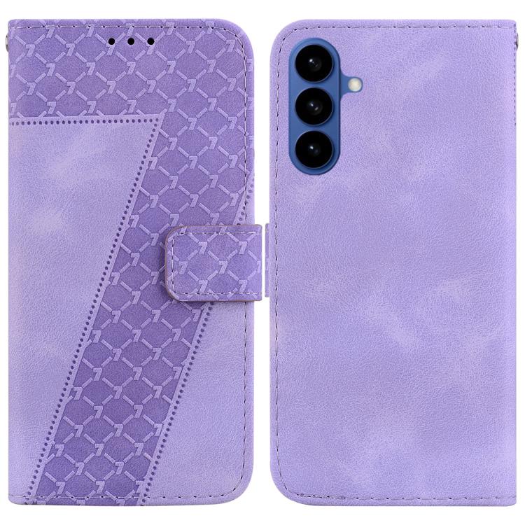 

For Samsung Galaxy S26 5G Seven-shaped Embossed Leather Phone Case(Purple)