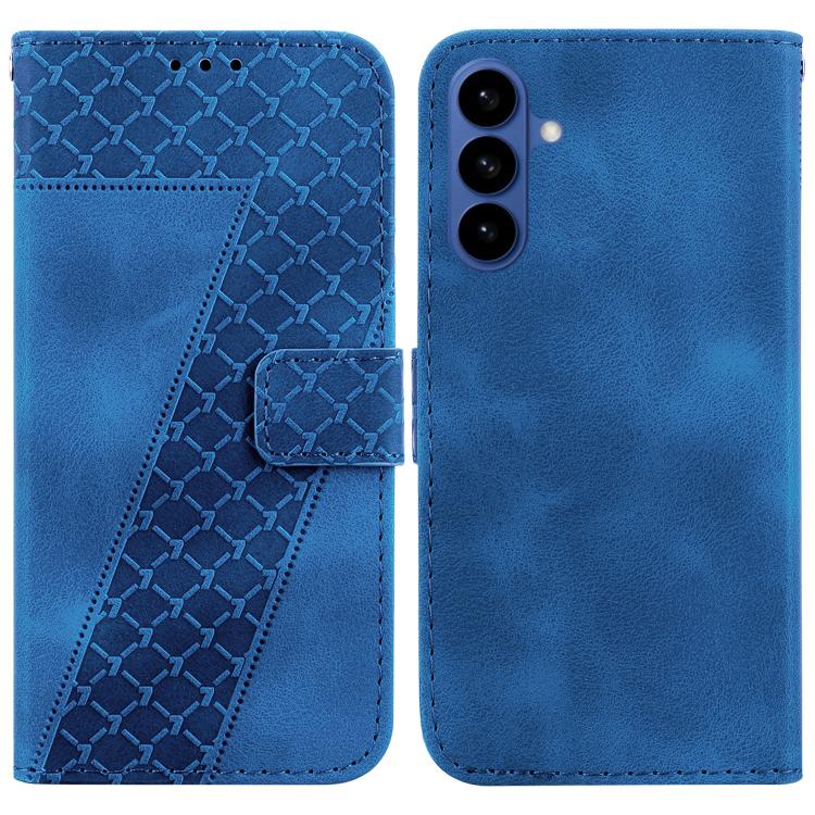 

For Samsung Galaxy S26 Pro 5G Seven-shaped Embossed Leather Phone Case(Blue)