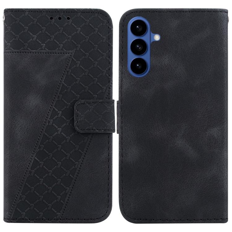 

For Samsung Galaxy S26 5G Seven-shaped Embossed Leather Phone Case(Black)