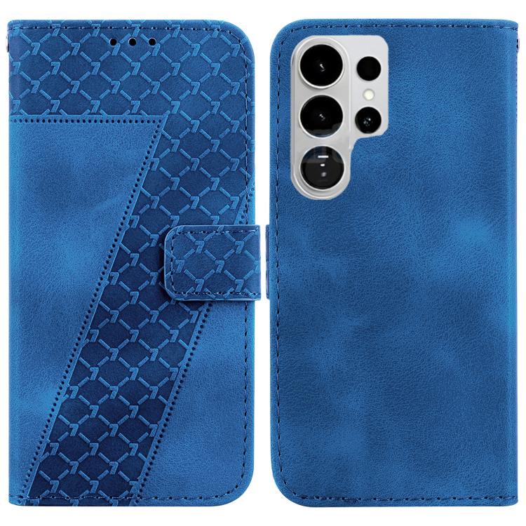 

For Samsung Galaxy S26 Ultra 5G Seven-shaped Embossed Leather Phone Case(Blue)