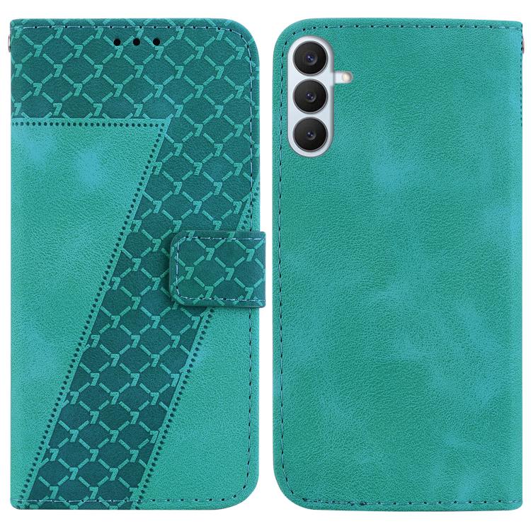 

For Samsung Galaxy S26+ 5G Seven-shaped Embossed Leather Phone Case(Green)