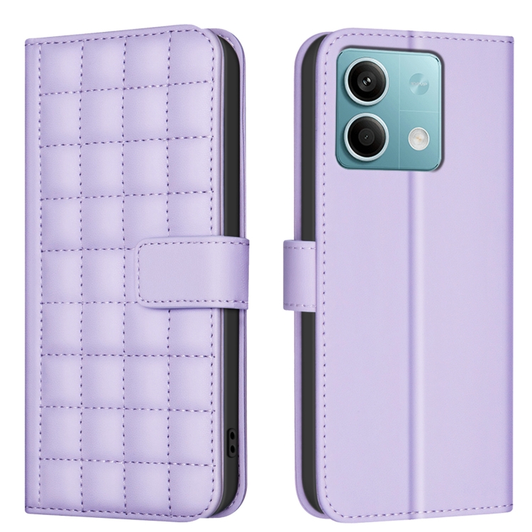

For Redmi Note 13 5G Square Texture Leather Phone Case(Purple)