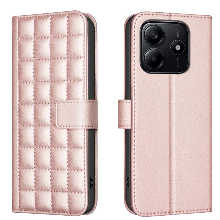 

For Redmi Note 14 4G 163.25mm Square Texture Leather Phone Case(Rose Gold)