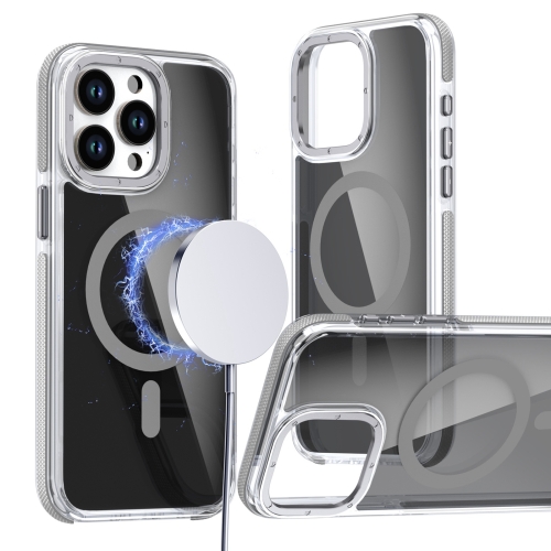 

For iPhone 14 Pro Magsafe Dual-Color Transparent Black Full Coverage Phone Case(Gray)