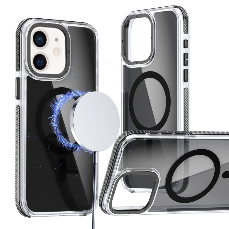 

For iPhone 11 Magsafe Dual-Color Transparent Black Full Coverage Phone Case(Black)