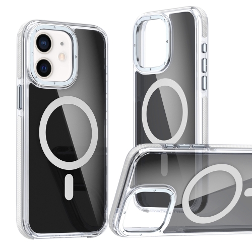 

For iPhone 11 Magsafe Dual-Color Transparent Black Full Coverage Phone Case(White)