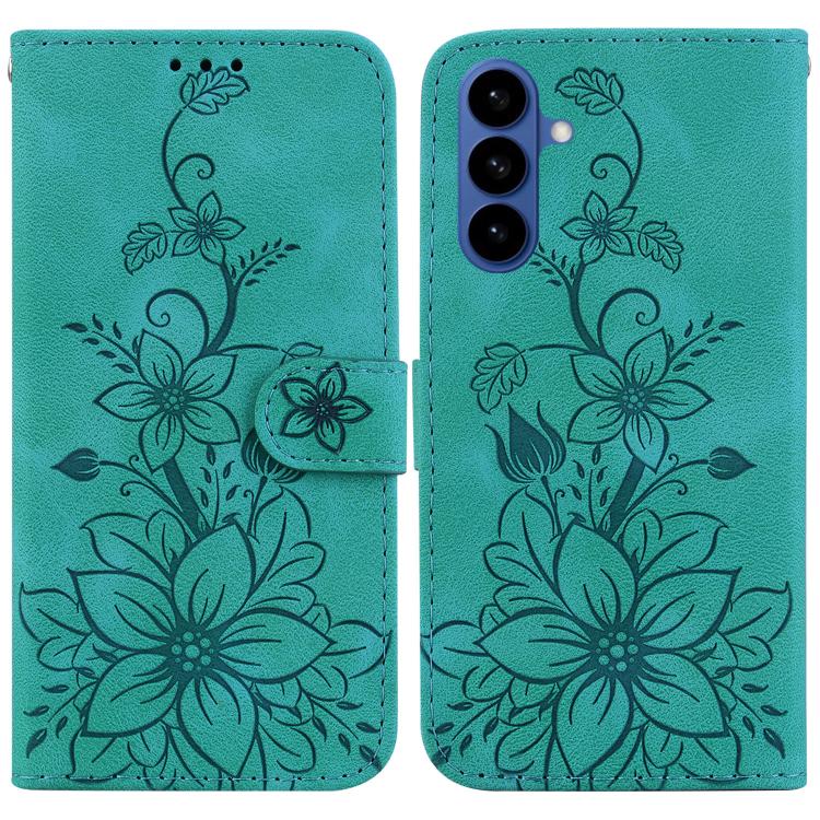 

For Samsung Galaxy S26 Pro 5G Lily Embossed Leather Phone Case(Green)