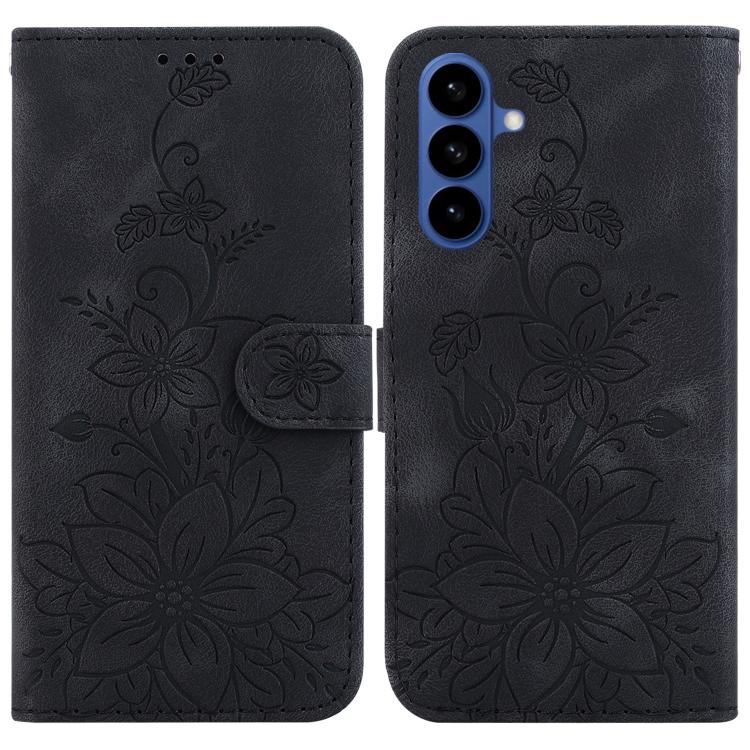 

For Samsung Galaxy S26 Pro 5G Lily Embossed Leather Phone Case(Black)