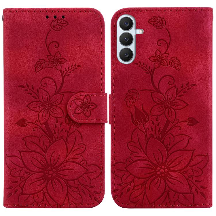 For Galaxy S27 5G Lily Embossed Leather Phone Case(Red)