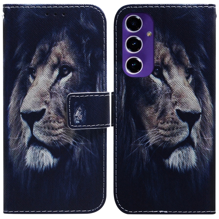 

For Samsung Galaxy S24 FE 5G Coloured Drawing Flip Leather Phone Case(Lion)