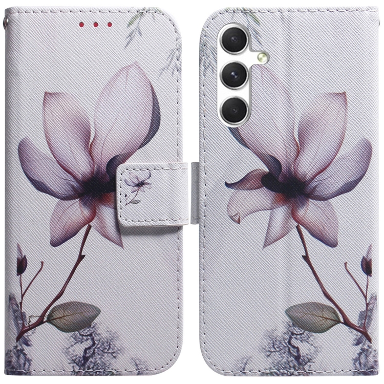 

For Samsung Galaxy S25 5G Coloured Drawing Flip Leather Phone Case(Magnolia)