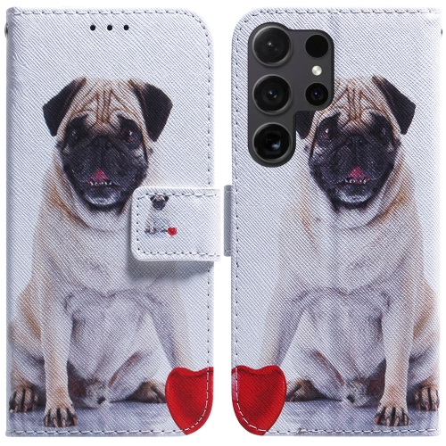 

For Samsung Galaxy S25 Ultra 5G Coloured Drawing Flip Leather Phone Case(Pug)