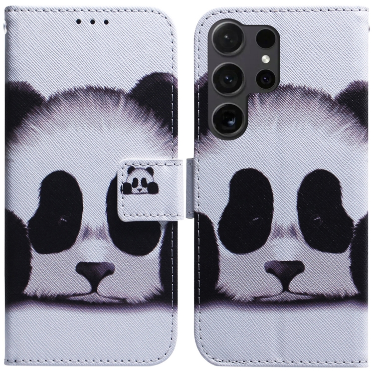 

For Samsung Galaxy S25 Ultra 5G Coloured Drawing Flip Leather Phone Case(Panda)