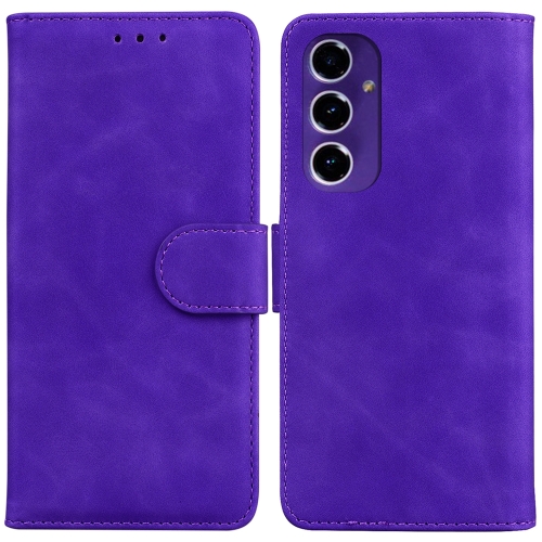 

For Samsung Galaxy S24 FE 5G Skin Feel Pure Color Flip Leather Phone Case(Purple)