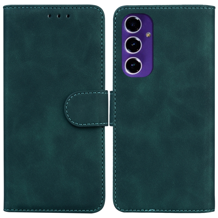 

For Samsung Galaxy S24 FE 5G Skin Feel Pure Color Flip Leather Phone Case(Green)