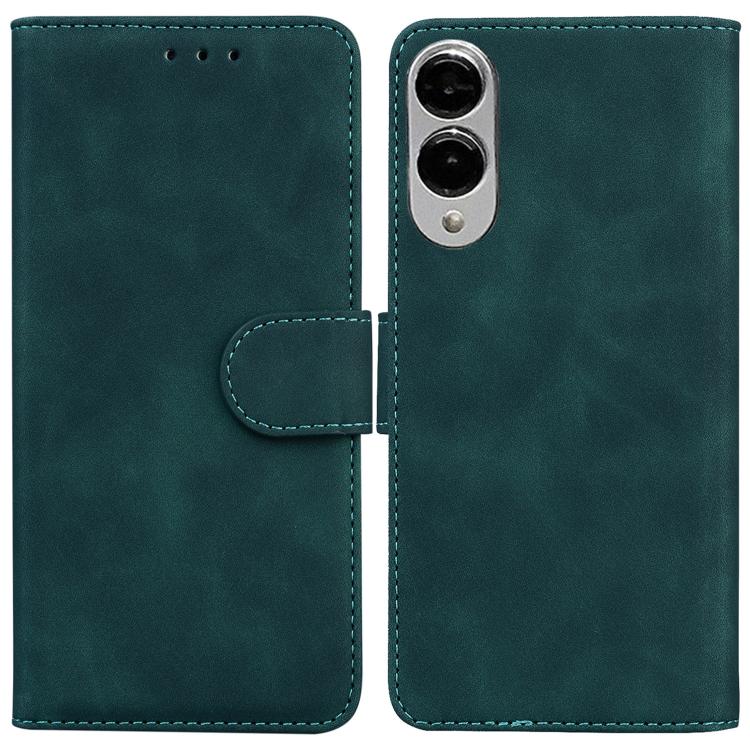 

For Samsung Galaxy S25 Edge 5G Skin Feel Pure Color Flip Leather Phone Case(Green)