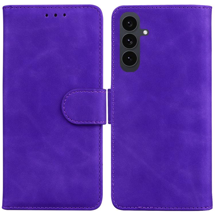 

For Samsung Galaxy S25 FE 5G Skin Feel Pure Color Flip Leather Phone Case(Purple)