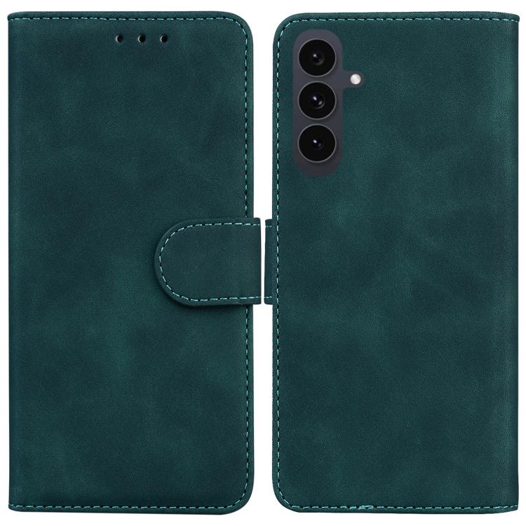 For Samsung Galaxy S25 FE 5G Skin Feel Pure Color Flip Leather Phone Case(Green)