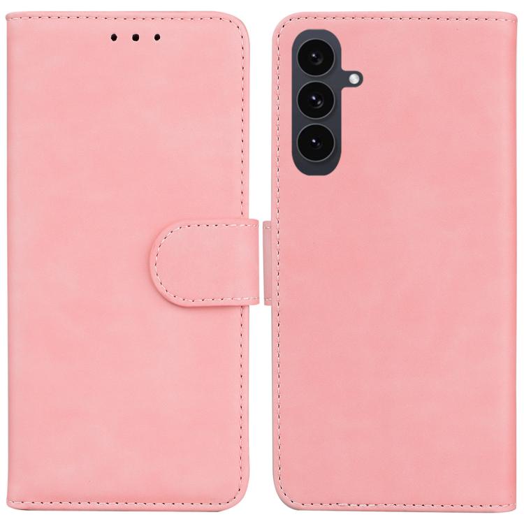 

For Samsung Galaxy S25 FE 5G Skin Feel Pure Color Flip Leather Phone Case(Pink)