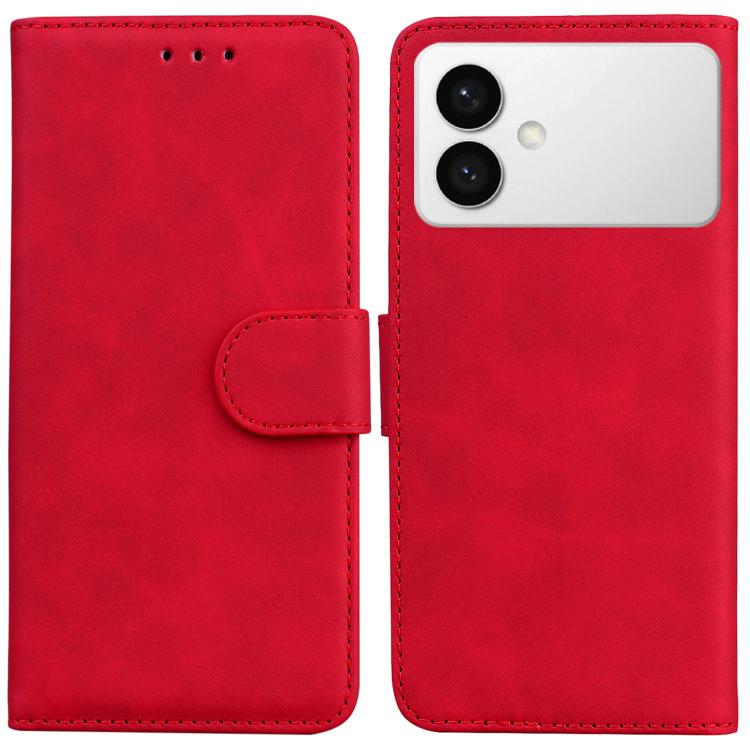 For Samsung Galaxy S26 Edge 5G Skin Feel Pure Color Flip Leather Phone Case(Red)