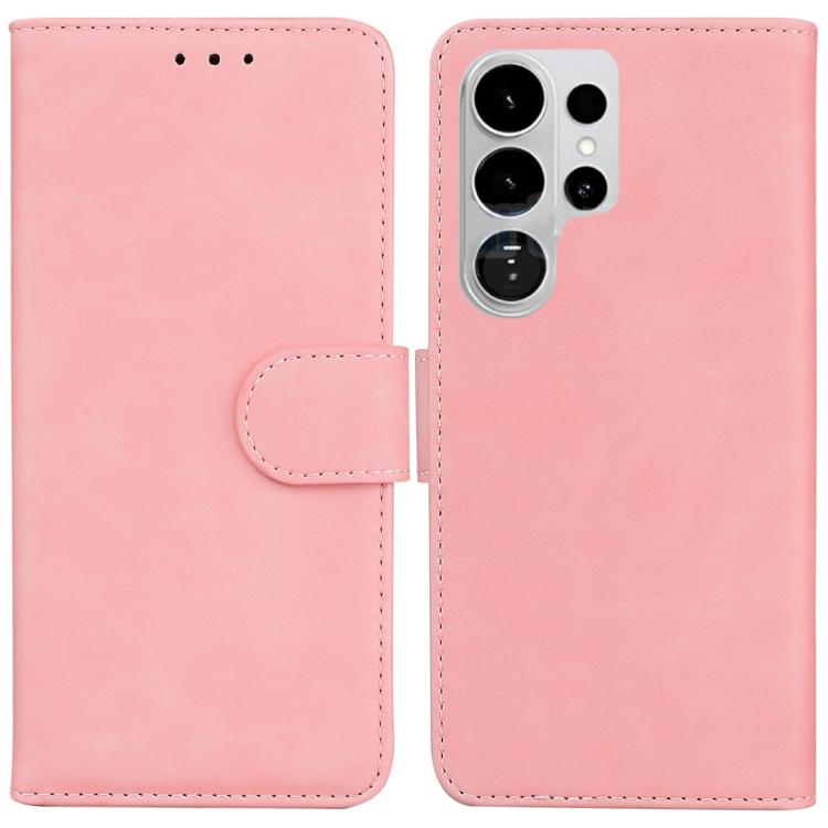 

For Samsung Galaxy S26 Ultra 5G Skin Feel Pure Color Flip Leather Phone Case(Pink)