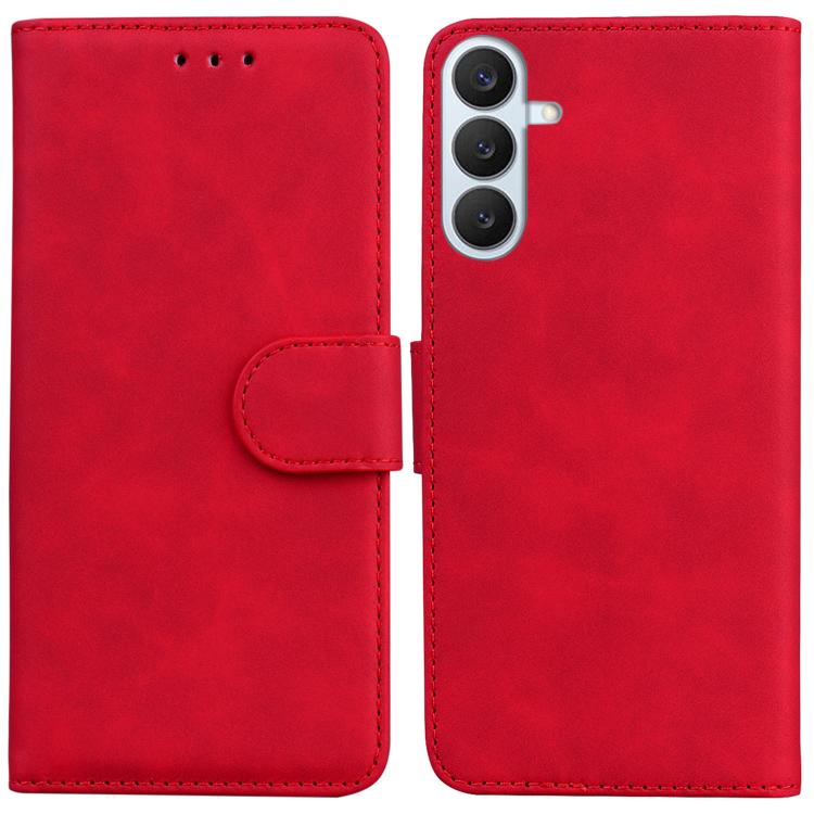 For Samsung Galaxy S26+ 5G Skin Feel Pure Color Flip Leather Phone Case(Red)