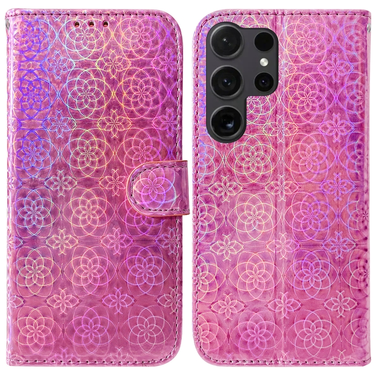 

For Samsung Galaxy S25 Ultra 5G Colorful Magnetic Buckle Leather Phone Case(Pink)