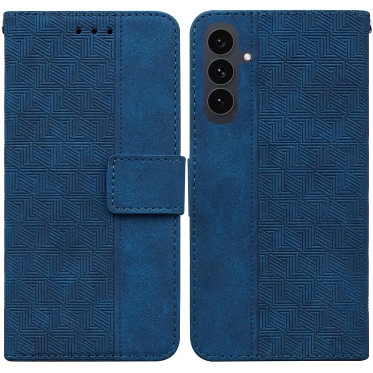 

For Samsung Galaxy S25 FE 5G Geometric Embossed Leather Phone Case(Blue)