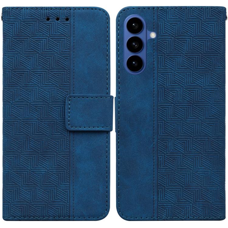 

For Samsung Galaxy S26 5G Geometric Embossed Leather Phone Case(Blue)